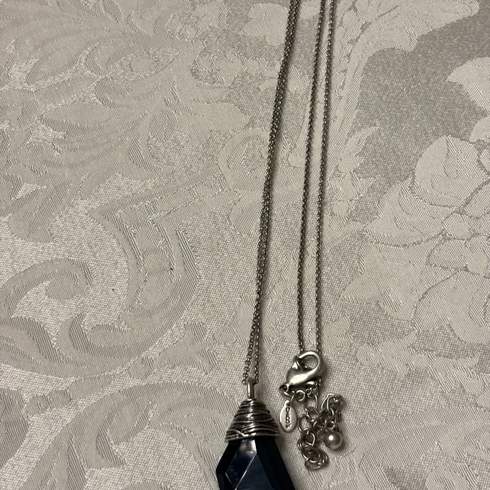 Chicos blue crystal Necklace with Silver Chain